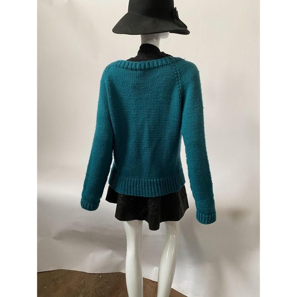 Teal Cardigan Sweater Sz Med - Picture 10 of 14